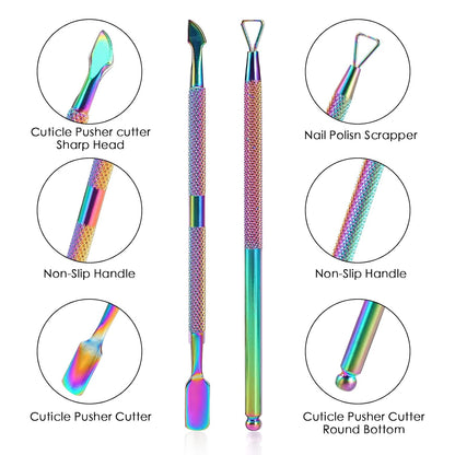 YINYIN Cuticle Trimmer with Cuticle Pusher and Cutter, Professional Stainless Steel Nippers, Cutter Clippers, Cuticle Remover, Pedicure Manicure Tools for Fingernails and Toenails, Sliver