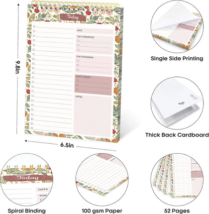 Taja To Do List Notepad - To Do List Notebook for Work with 52 Sheets, 9.8" x 6.5", Undated Daily Planner Perfect for Daily Tasks and Goal Setting, Notepad Suitable for Office, Home & School - Violet Dream