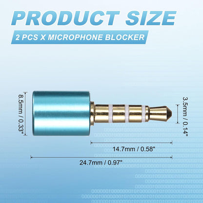 2 Pcs Microphone Blocker, USB 3.5mm Audio Blocker, Silver