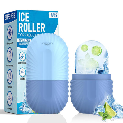 Ice Roller for Face and Eye, Reusable Silicone Ice Facial Roller Ice Holder, Face Ice Mold Skin Care, Ice Cube Roller for Shrink Pores Anti Wrinkle Reduce Puffiness, Black