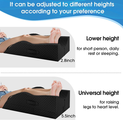 TranquilRelax Elevation Pillows for Leg After Surgery, Memory Foam Adjustable Wedge Pillow for Injury or Rest, Ankle Pillow for Sleeping Blood Circulation, Grey/Single Leg