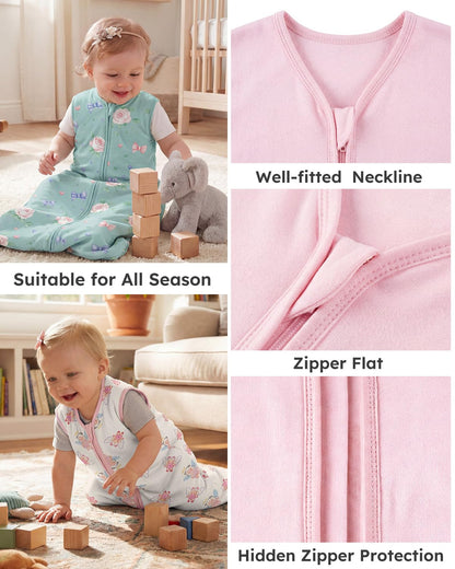 Yoofoss Baby Sleep Sack Baby Wearable Blanket 100% Cotton 2-Way Zipper Toddler Sleeping Sack