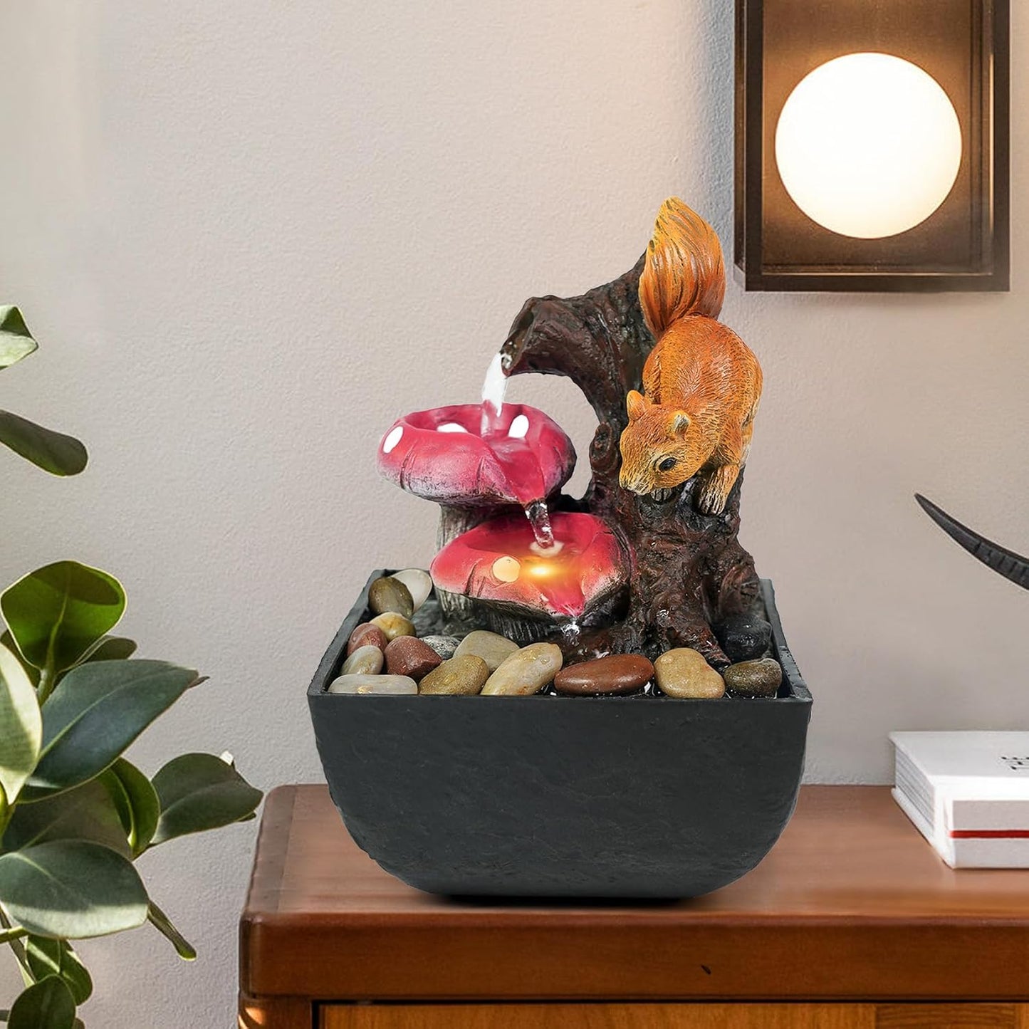 Ferrisland Tabletop LED Light Meditation Indoor Waterfall Fountain