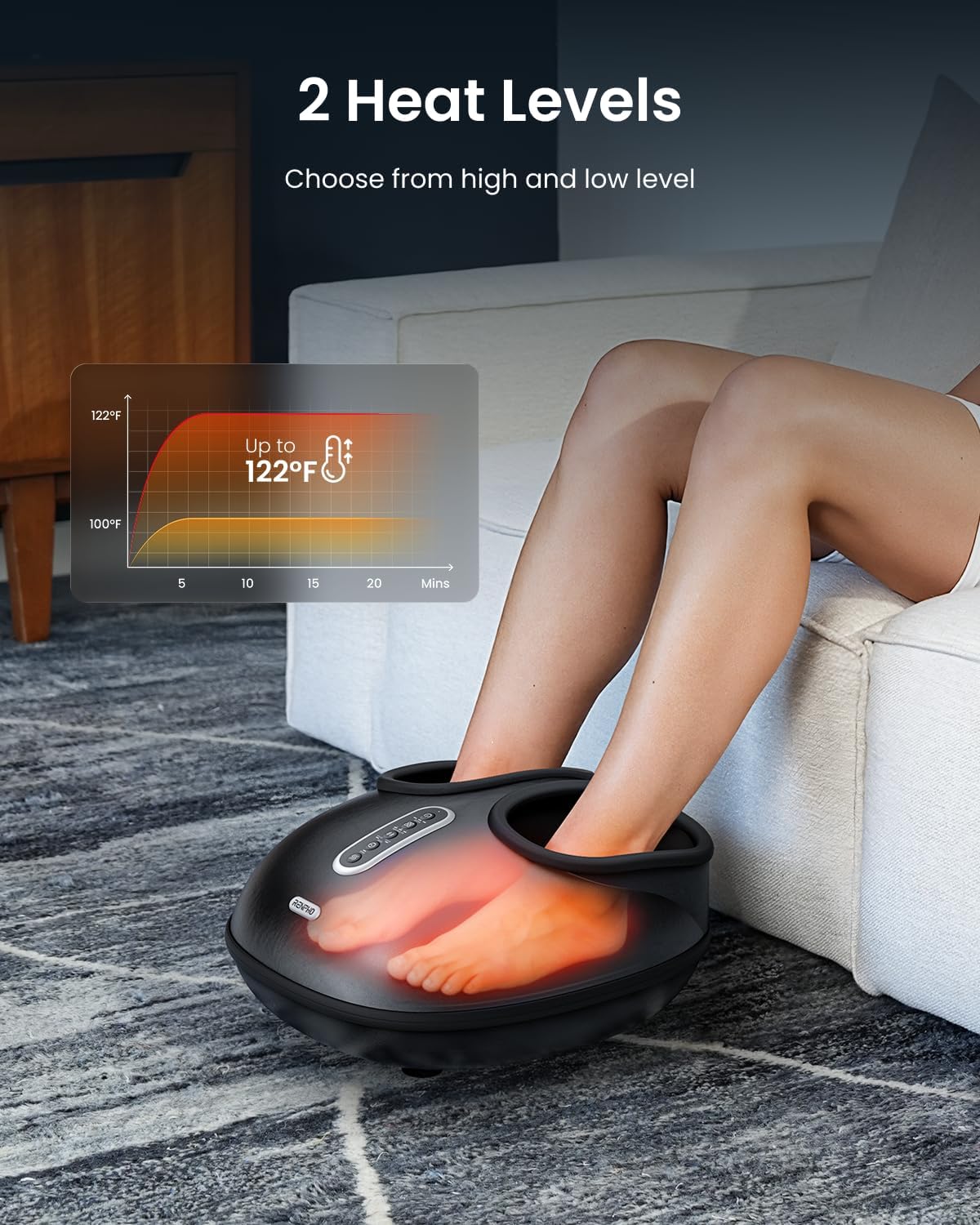 RENPHO 2026 [Upgraded] Foot Massager with Heat, Shiatsu Foot Massager for Plantar Fasciitis, FSA Eligible HSA Store Eligible, Deep-Kneading & Compression, Birthday Gifts for Women Men, Size Up to 12
