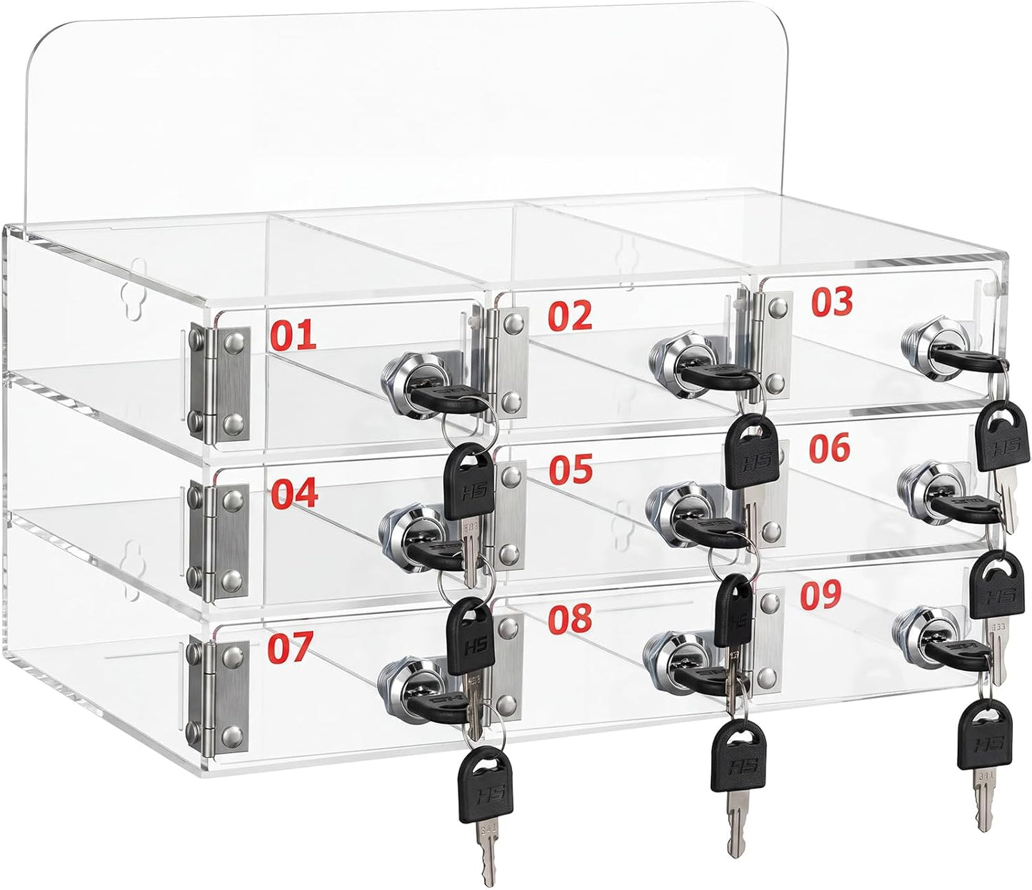 Threan 12 Slot Cell Phone Storage Box, Acrylic Clear Cell Phone Storage Cabinet Wall Mounted with Door, Locks and Keys for Office School Factory