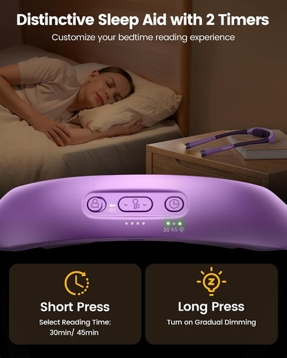 Glocusent Neck Light with Timer, 100 Hours Book Light for Bedtime Reading