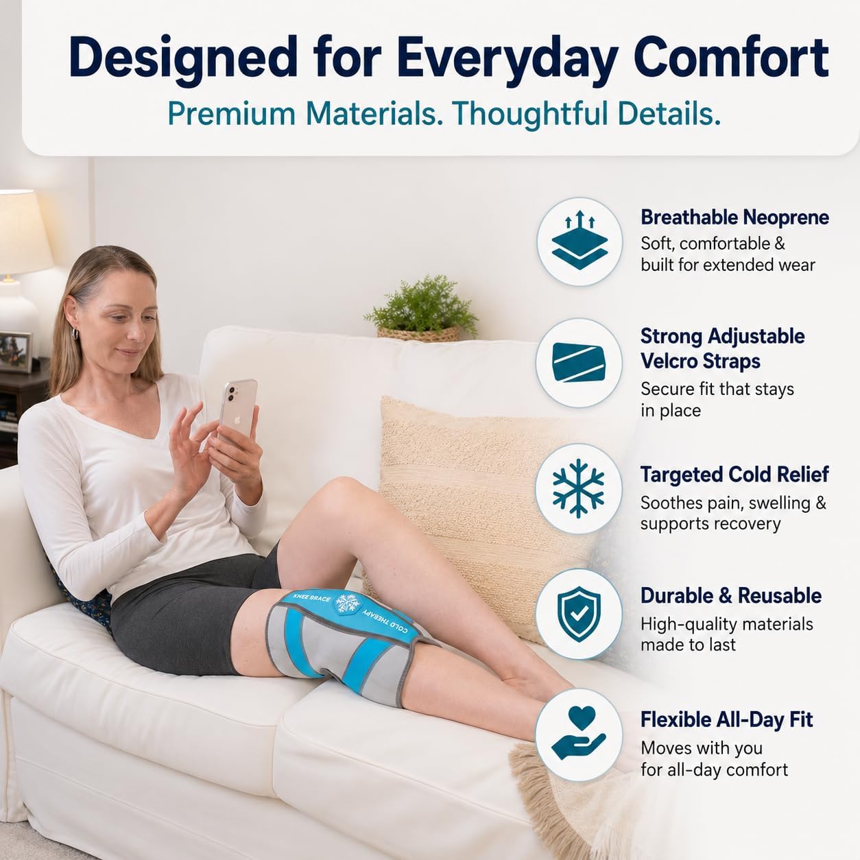 Knee Ice Pack Wrap (1 Pack) - Adjustable Ice Pack for Knees Surgery, Replacement, Arthritis Pain, ACL, Sports Injuries, Post Surgery, for Long Duration - 1 Pack
