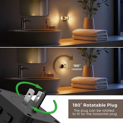 L LOHAS LED Night Lights Plug into wall, Amber Night Light with Adjustable Brightness, Plug in NightLight with Auto Light Sensor, Wall Sconce-Style Design Night Light for Bathroom,Hallway, 2 Pack