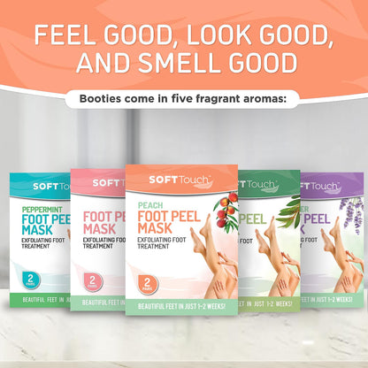 Dermora Soft Touch Foot Peel Mask - Pack of 2 Feet Peeling Masks for Dry, Cracked Heels & Calluses - Exfoliating Foot Mask Peel for Baby Soft Skin (Original)