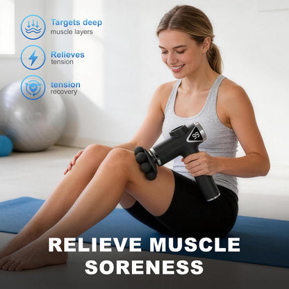 LEERCON Massage Gun, Deep Tissue Massager Gun for Pain Relief, Back Massage with 9 Massage Heads and 6 Speeds, Percussion Massager for Athletes, Gifts for Women Men Father's Day, Black