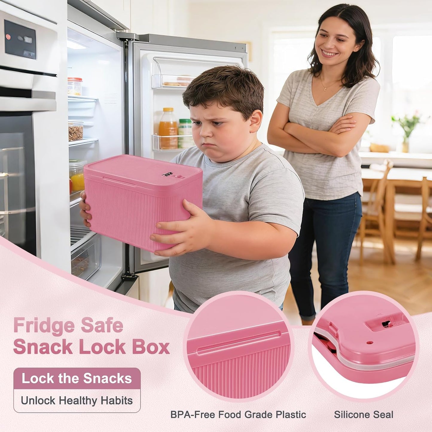 Lockable Storage Box, Small Lock Box with Combination Code for Phone/Medicine Safe/Food Home/Refrigerator/Office/Personal Items/Travel/Gift,9.25 x 5.04 x 3.62’’