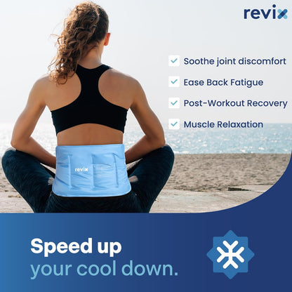 REVIX Ice Pack for Injuries Reusable Gel for Lower Back, Cold Packs for Back Shoulder, Elbow, Hip, Leg, Wrap Around Entire Knee, Soft Cold Compress,16 × 9" Navy