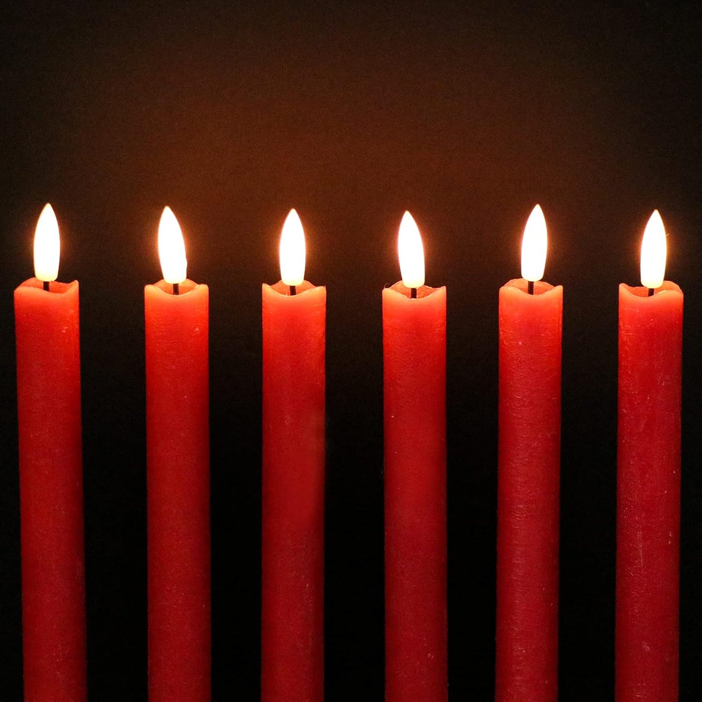 GenSwin Flameless Ivory Taper Candles Flickering with 10-Key Remote, Battery Operated Led Warm 3D Wick Light Window Candles Real Wax Pack of 6, Christmas Home Wedding Decor(0.78 X 9.64 Inch)