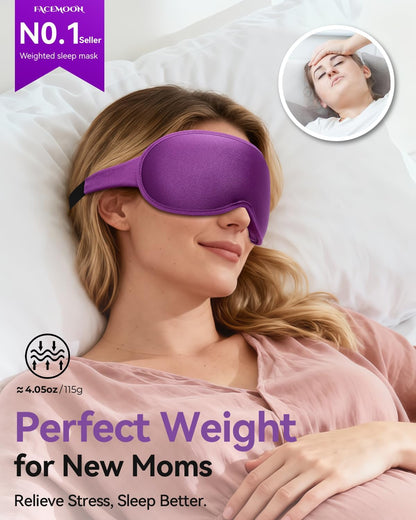 Weighted Blackout Sleep Mask for Men, 3D Contoured Zero Eye Pressure, Lash-Friendly Deep Eye Cups, Adjustable Slide Buckle Strap, Office Nap & Business Travel Essential, Relaxation Gift for Him(Black)