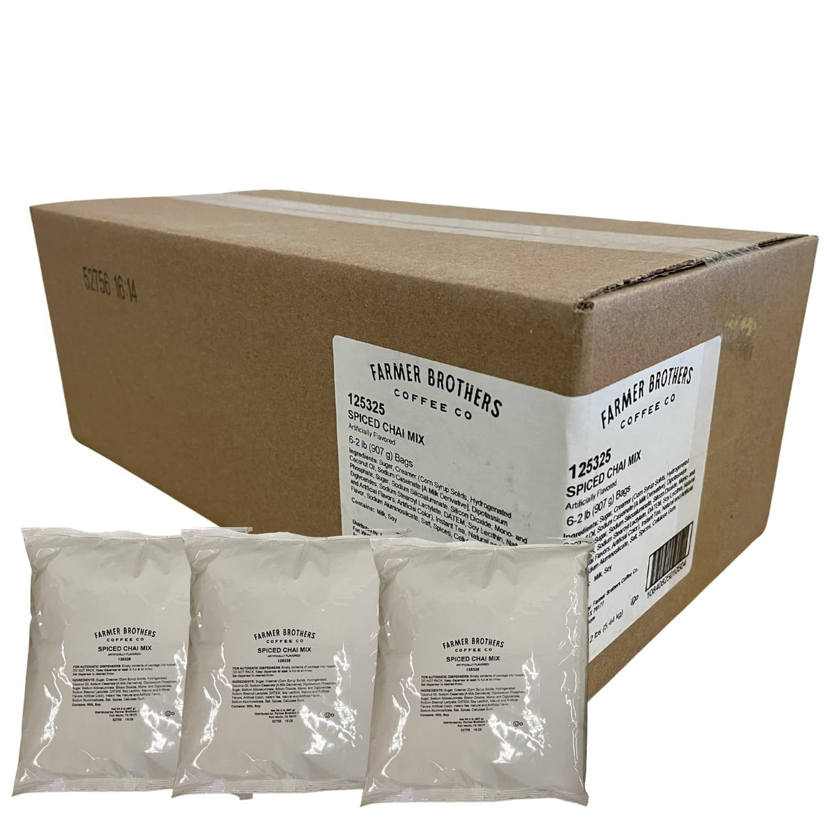 Farmer Brothers Spice Chai Tea Latte Powder Mix, 2 lb Bags (Case of 6)