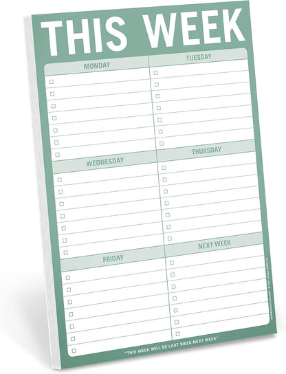Knock Knock 1-Count This Week Pads, To Do List Notepads, 6 x 9-inches each (Sage Green)