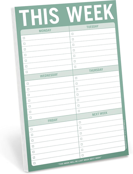 Knock Knock 1-Count This Week Pads, To Do List Notepads, 6 x 9-inches each (Sage Green)
