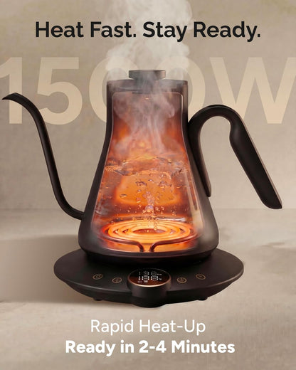 INTASTING Gooseneck Electric Kettle with ±1℉ Temperature Control 0.9 Liter