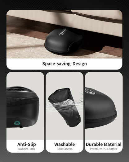 Nekteck Foot Massager Machine with Heat, Shiatsu Feet Massage for Plantar Fasciitis & Neuropathy, HSA Eligible Massage Tools, 360° Air Compression & Deep Kneading Therapy (Deep Black)