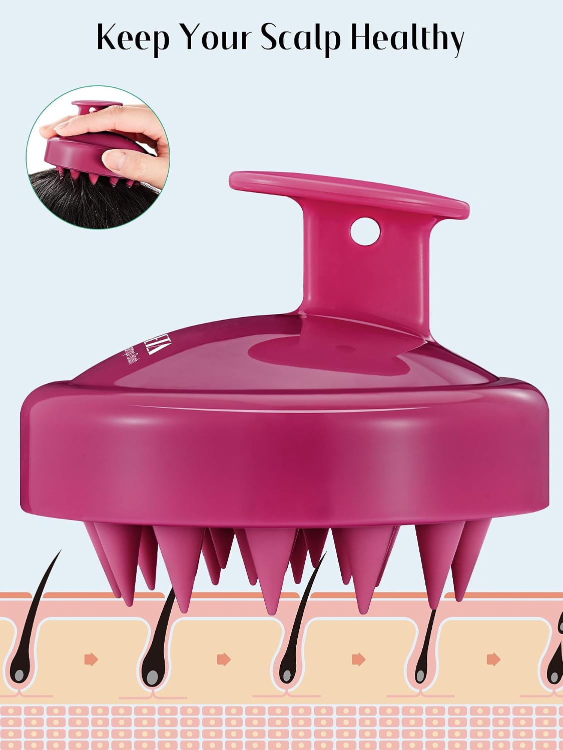 HEETA Scalp Massager Hair Growth 2-Pack, Soft Silicone Scalp Scrubber Shampoo Brush for Exfoliation Dandruff Removal Head Massage Stress Relax, Wet & Dry Use for Women Men Thick Thin Curly Hair Care
