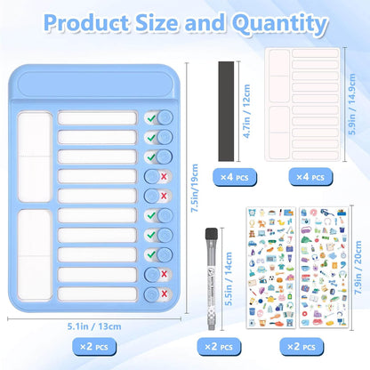 Audab Dry Erase Chore Chart for Kids, Magnetic Whiteboard Checklist Board, Chore Checklist Slider to Do List Board, Daily Routine Chart Schedule Board Task Tracker for Home Refrigerator, Wall, Desk