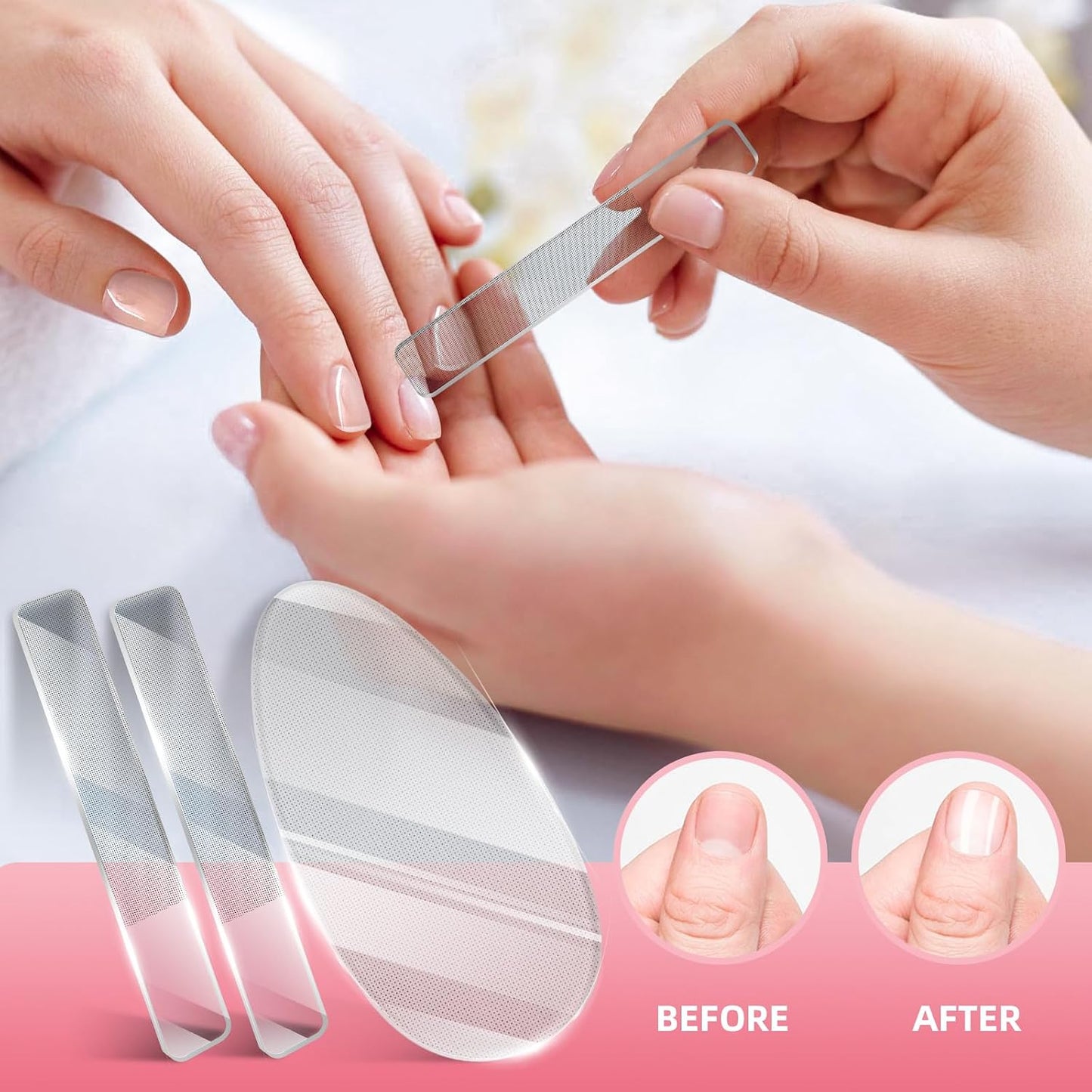 RedFlow Nail Buffer Set Contains 52 Nail Files, Double Sided 100/180 Grit Nail Files, Nail Buffering Files for Home and Salon Use (52 Pack)