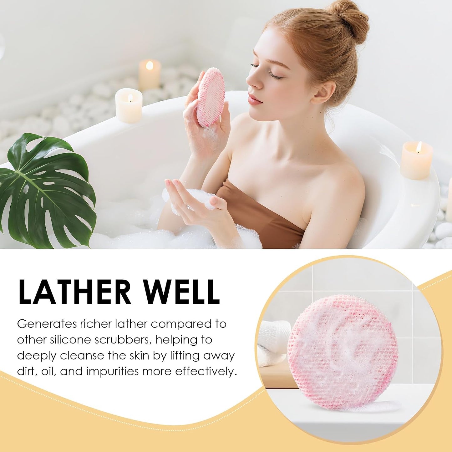 INNERNEED Food-Grade Soft Silicone Body Scrubber Shower Brush Handheld Cleansing Skin Brush, Gentle Exfoliating and Lather Well (Dark Green)