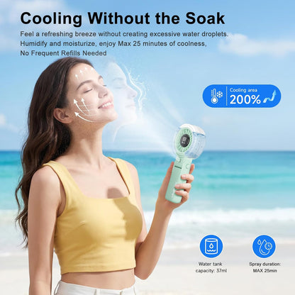 HandFan 4000mAh Handheld Turbo Misting Fan, 100 levels Adjustable High Speed Mister Fan, Portable Spray Water Mist Fans, Foldable Mini Hand Fans for Summer Beach Travel Concerts Disney(Royal Blue)