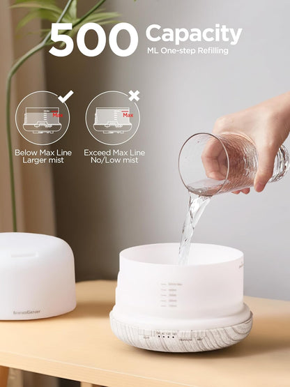InnoGear 500ml Essential Oil Diffuser with Remote Control, Premium Ultrasonic Aromatherapy Diffusers Mother's Gift Scent Humidifier Vaporizer Auto-Off Timer for Large Room Home, Yellow