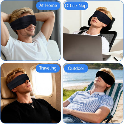 Cotton Sleep Eye Mask for Men Women, 100% Blocking Light Sleeping Mask for Side Sleeper, Soft Zero Pressure Cooling Blackout Eye Masks for Sleep, Eye Covers for Sleeping fits All Heads Adjustable