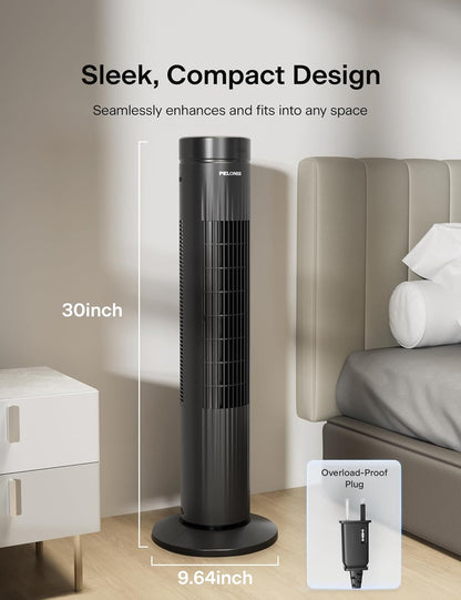 PELONIS 30 Inch Tower Fan for Bedroom, Quiet Oscillating Standing Fan with 3 Speeds, Portable Cooling Fan for Home Office Dorm Room, Auto-off Timer, Black, PFT28A2BBB
