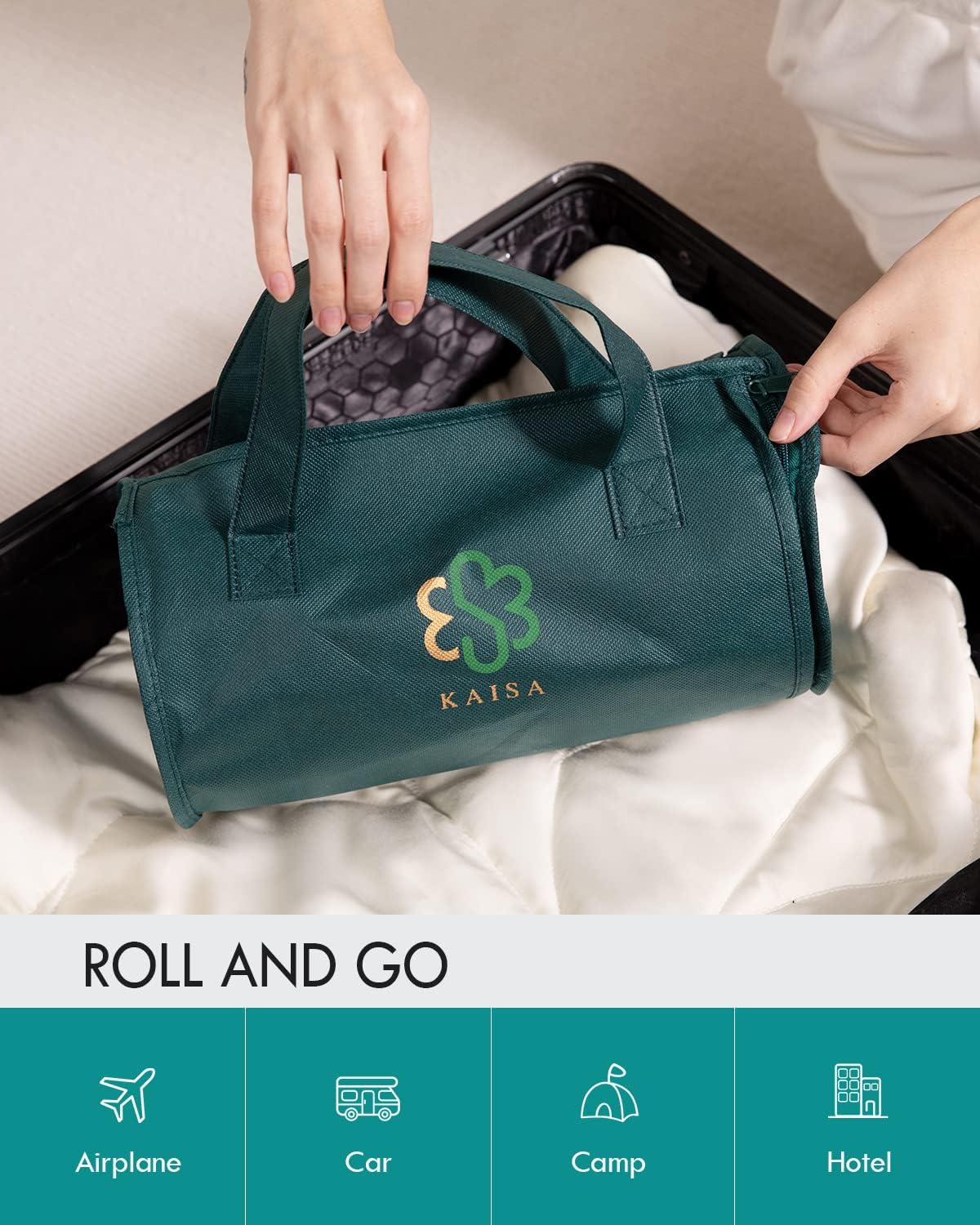Kaisa Weighted Lap Blanket 7 lbs 41" x 53", Cozy Luxury Crystal Velvet Small Weighted Blanket for Adults, Portable Travel Weighted Blanket for Relaxation, All-Season Blanket, Machine Washable, Green