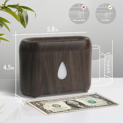 Flame Diffuser for Essential Oils, 200ml Ultrasonic Aroma Diffusers with Cool Mist, Aromatherapy Diffuser with Auto-Off Protection, Small Humidifier for Home,Office,Bedroom,Gift (Black)