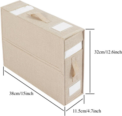 Linen Closet Organizers and Storage for Bedding Thin Blanket, Folding Sheet Storage Organizer with Visible Window (Beige)