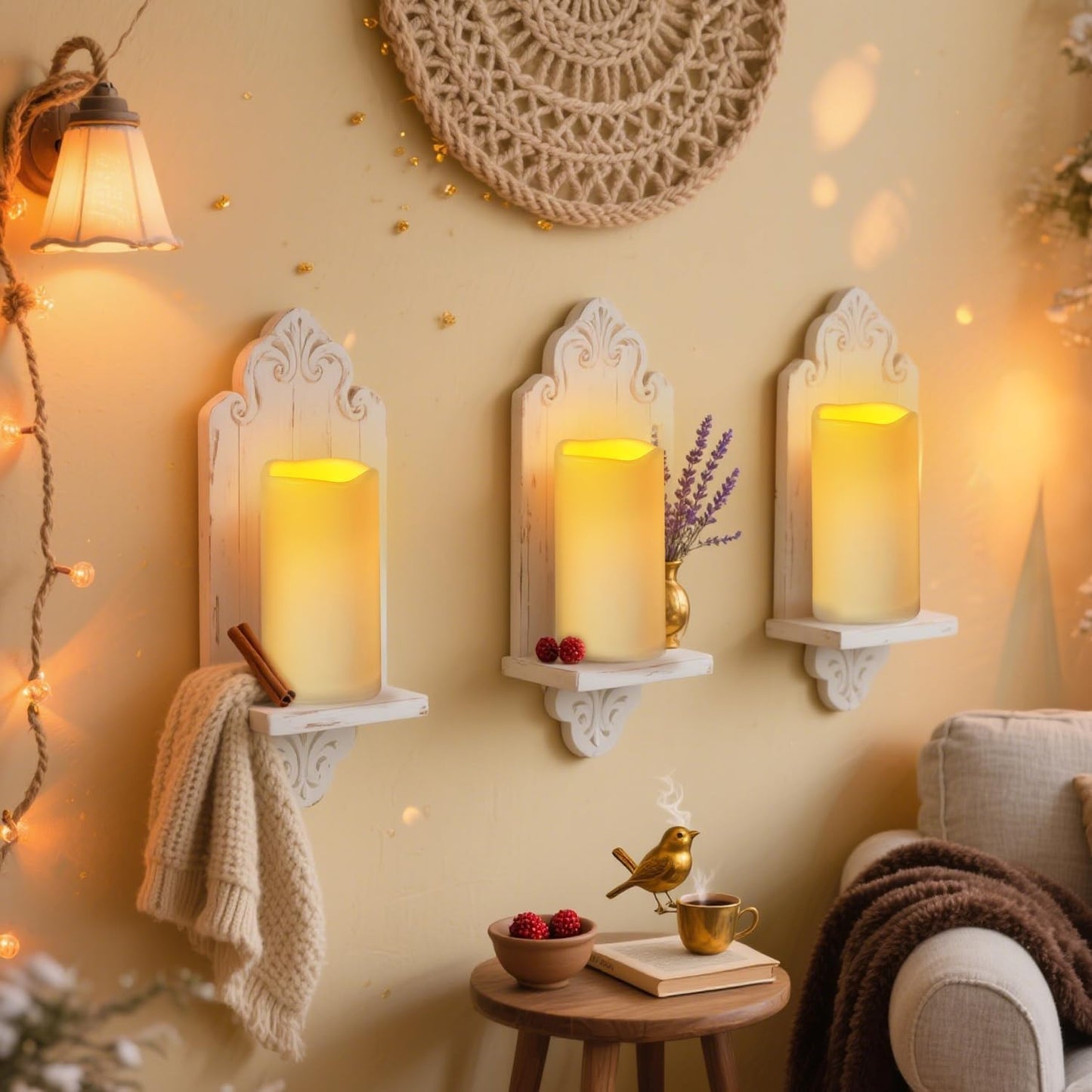 Flameless Candles 4" 5" 6" Outdoor Indoor Pillars Battery Operated Flickering Candles Include 10-Key Remote Timer 400+ Hours by 2 AA Batteries (Ivory Candle - Warm light, 3"D x 4"|5"|6" H - 3 Pack)