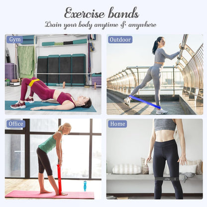 VEICK Resistance Loop Bands Set of 5, Exercise Bands with 5 Resistance Levels, Stackable Workout Bands for Strength Training, Pilates, Fitness Gear for Men Women Home Gym Office Travel