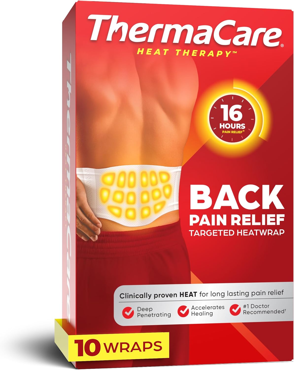 ThermaCare Advanced Back & Hip Heat Wraps for Lower Back Pain Relief - Heating Pads with 16-Hour Heat Therapy - Adhesive Heat Wraps for Muscle & Joint Pain, Flexible Fit Design - 5 Count