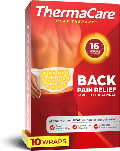 ThermaCare Advanced Back & Hip Heat Wraps for Lower Back Pain Relief - Heating Pads with 16-Hour Heat Therapy - Adhesive Heat Wraps for Muscle & Joint Pain, Flexible Fit Design - 5 Count