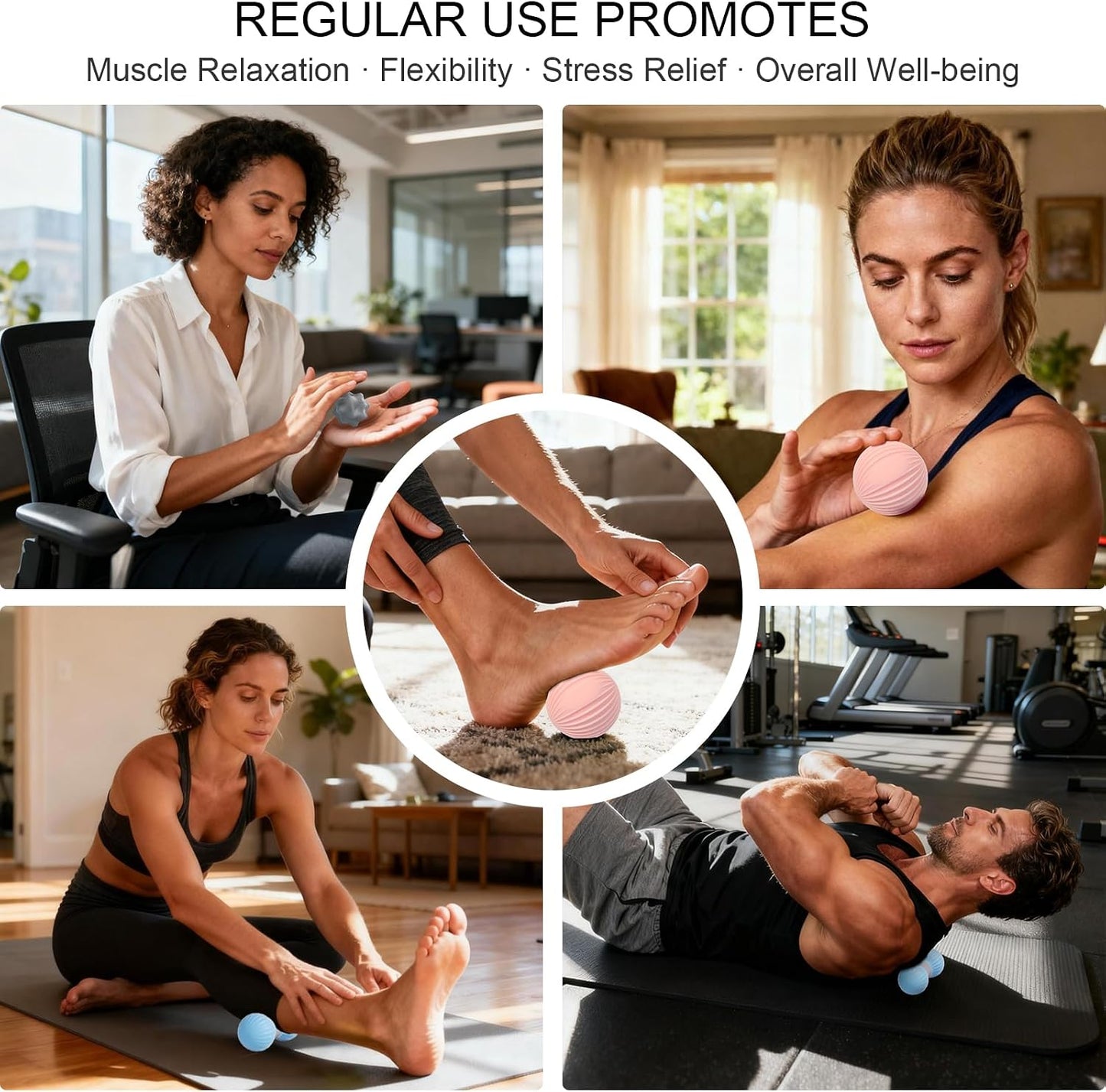 HODEMI Peanut Massage Ball Set, 3 Pack Peanut Roller, Textured Massage Ball & Trigger Point Ball for Deep Tissue Massage and Myofascial Release for Back, Neck, Hip and Foot with Mesh Bag