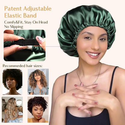 YANIBEST Adjustable Satin Bonnet Double Layer Hair Bonnet for Sleeping Bonnets for Women Hats Curly Natural Hair, Blush Pink