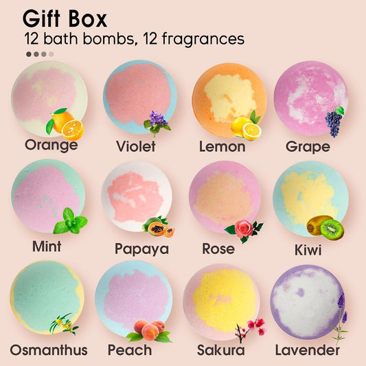 iHave Bath Bombs for Kids,12 Pack Gift Set Bubble Bath Spa Gifts for Women