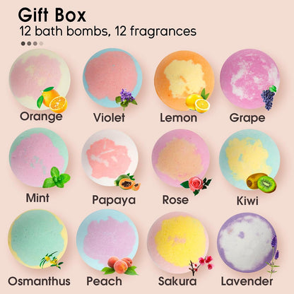 iHave Bath Bombs for Kids and Women, 12 Natural Handmade Bath Bomb Gift Set, Bubble Bath Bombs - Perfect Self Care Relaxing Spa Gifts for Women