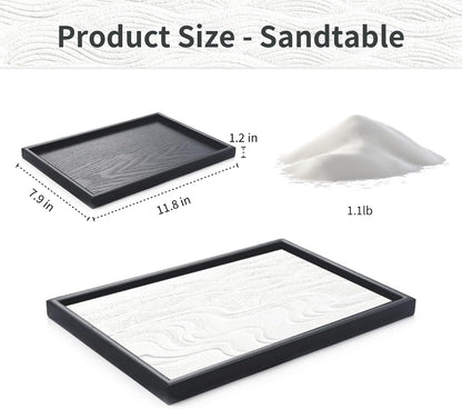 Mini Zen Garden Kit for Desk 11.8x7.8'' Japanese Home Decor Zen Sand Garden | Includes Rake, Rocks and Figures, Meditation Gifts Set for Home,Office Desk＆Meditation Room, Zen Sand Tray Therapy