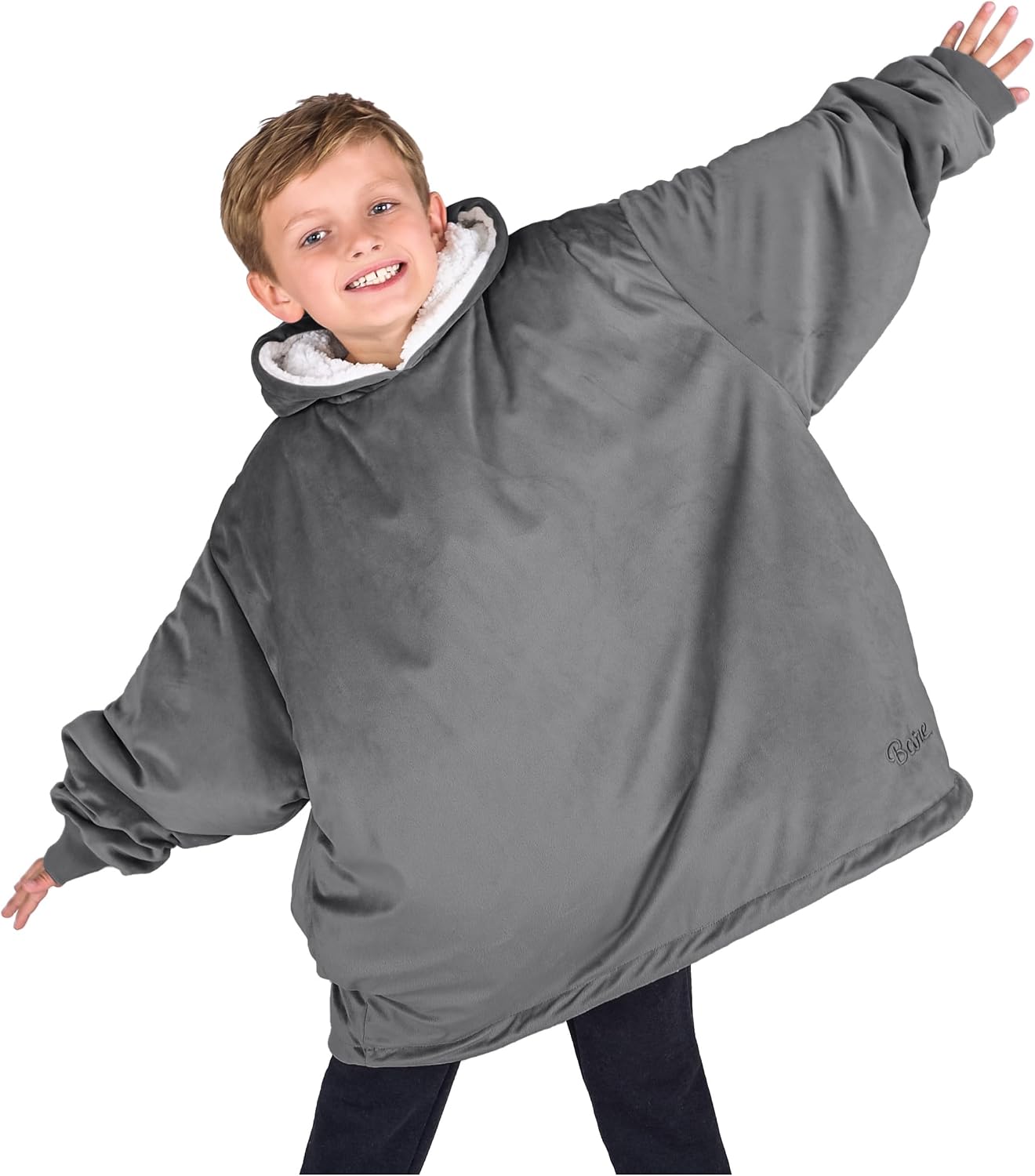 Bare Home Wearable Blanket Hoodie - Soft Plush Sherpa - Warm and Cozy - Oversized Wearable Blanket
