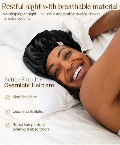 YANIBEST Silk Bonnet Satin Bonnet for Sleeping Women Men, Adjustable Double Layer Hair Bonnet for Curly Braids Reduce Frizz