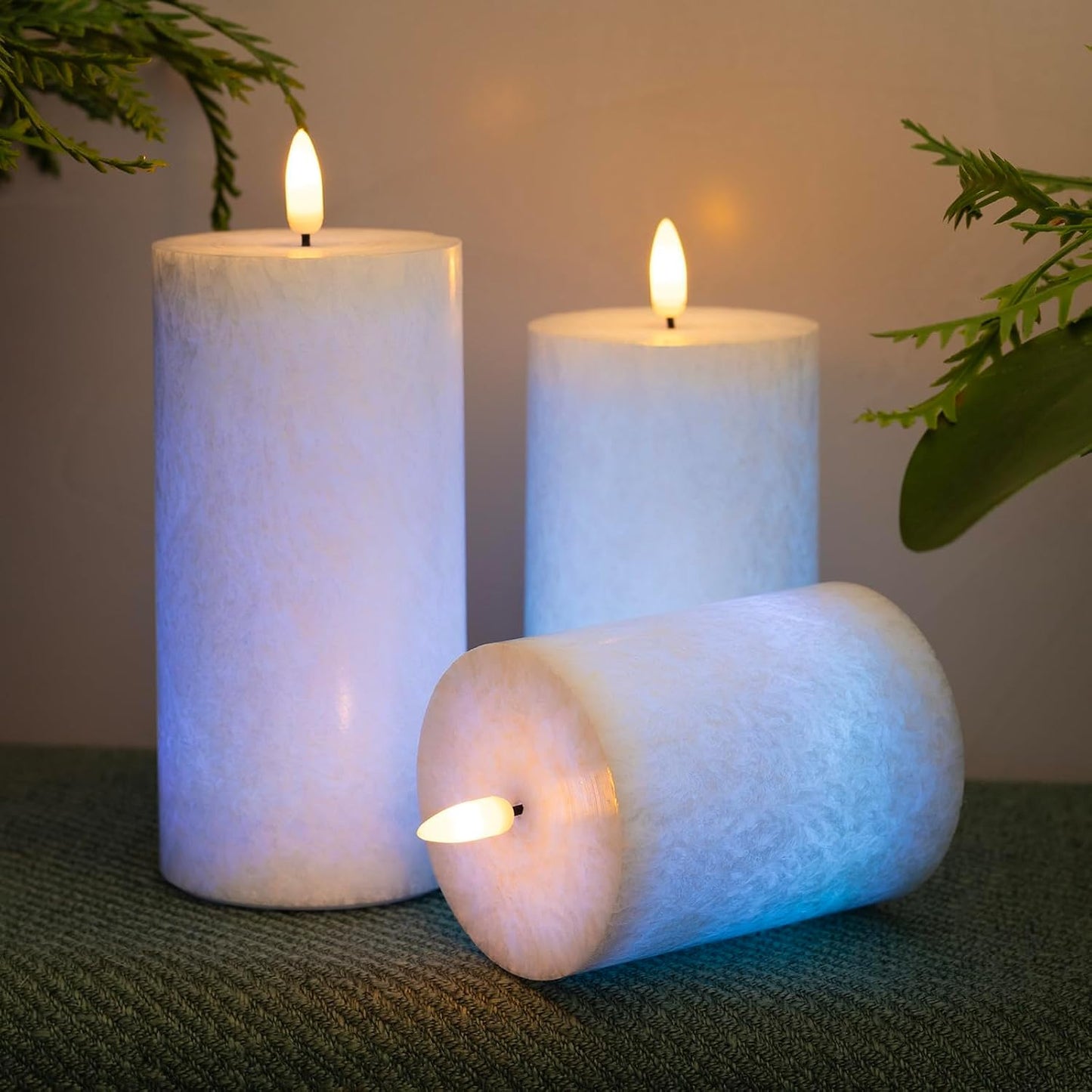 ANGELLOONG Flickering Flameless Candles, Realistic Battery Operated Candles with Remote and Timer, Set of 3 LED Candles for Fall Room Home Wedding Decor Centerpieces Table Party Christmas Decorations