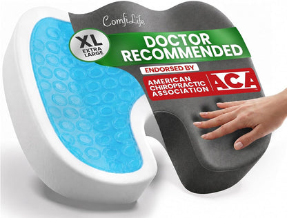 ComfiLife Gel Enhanced Seat Cushion – Office Chair Cushion – Non-Slip Gel & Memory Foam Coccyx Cushion for Tailbone Pain - Desk Chair Car Seat Cushion Driving - Sciatica & Back Pain Relief (Navy)