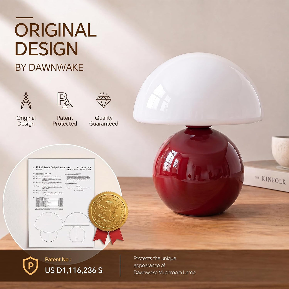 Dawnwake Mushroom Lamp Table Lamp for Bedroom-Small Desk Table Lamps,White