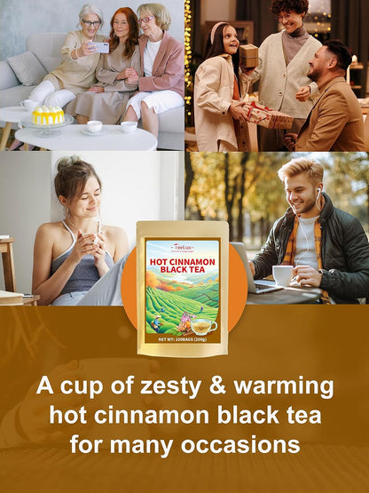 TeeLux Hot Cinnamon Black Tea Bags, Black Tea with Warming Spices, 100Count