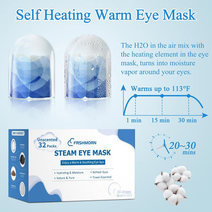 16Packs Steam Eye Mask, Heated Eye Mask for Sleeping, Warm Compress for Eyes, Self Heating Disposal Steam Mask for Home Sleep, Office, Spa, Travel Essentials Mothers Day Gifts (Unscented)